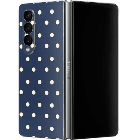 Blue and Cream Polka Dots Galaxy Z Fold4 5G Skin